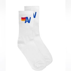 Aviator Nation White Logo Bamboo Crew Socks